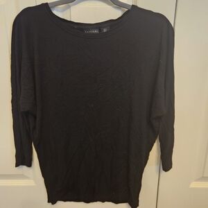 Tahari Black Long-Sleeve Crewneck Knit Top